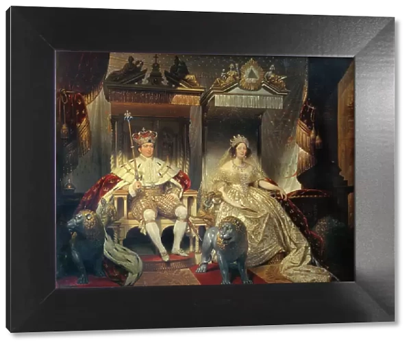 Christian VIII (1786-1848) and Queen Caroline Amalie (1796-1881) in Coronation Robes, 1841. Creator: Joseph-Desire Court