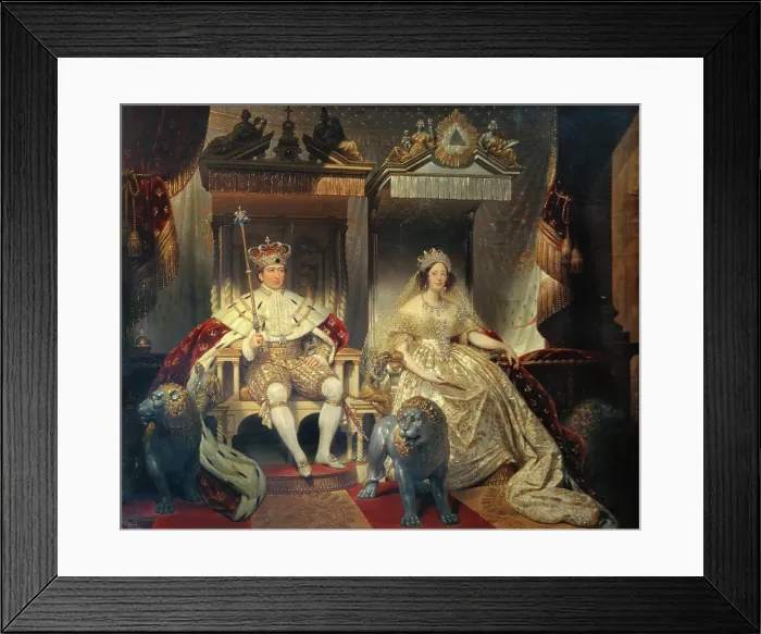 Framed Print : Christian VIII (1786-1848) and Queen Caroline Amalie (1796-1881) in Coronation Robes, 1841. Creator: Joseph-Desire Court Framed Print : Christian VIII (1786-1848) and Queen Caroline Amalie (1796-1881) in Coronation Robes, 1841. Creator: Joseph-Desire Court
