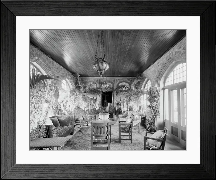 Framed Print : Interior of the loggia, country home of W.E.S. Griswold, Lenox, Mass. c.between 1910 and 1920. Creator: Unknown Framed Print : Interior of the loggia, country home of W.E.S. Griswold, Lenox, Mass. c.between 1910 and 1920. Creator: Unknown