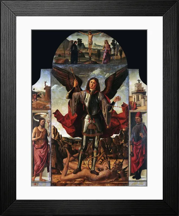 Framed Print : Saint Michael and Stories from His Life (Polyptych), c. 1492. Creator: Pagano, Francesco (active 1471-1506) Framed Print : Saint Michael and Stories from His Life (Polyptych), c. 1492. Creator: Pagano, Francesco (active 1471-1506)
