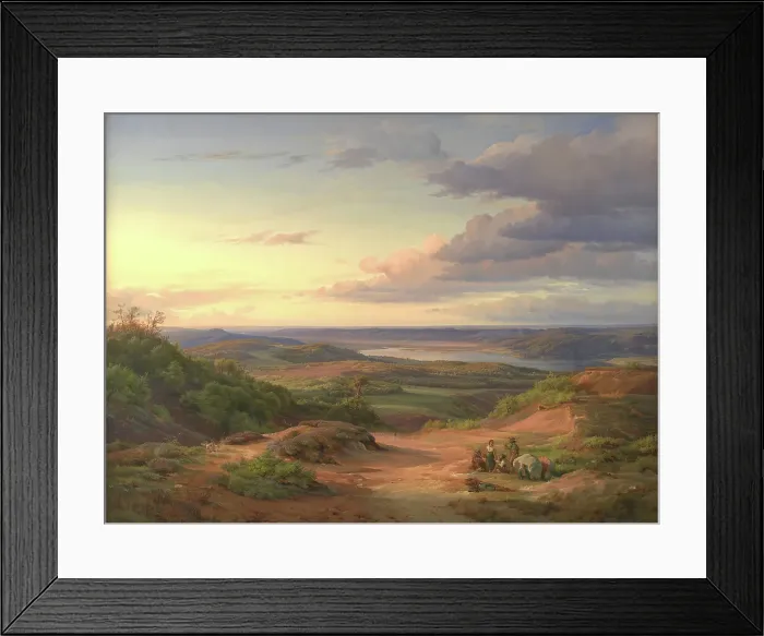 Framed Print : A Landscape near Himmelbjerget, Jutland. In the Foreground a Gypsy Family, 1842. Creator: Louis Gurlitt Framed Print : A Landscape near Himmelbjerget, Jutland. In the Foreground a Gypsy Family, 1842. Creator: Louis Gurlitt