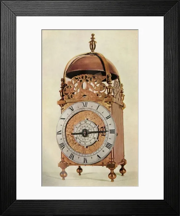 Framed Print : Thirty-Hour Striking and Alarum Brass Lantern Clock, 1947. Creator: Unknown Framed Print : Thirty-Hour Striking and Alarum Brass Lantern Clock, 1947. Creator: Unknown