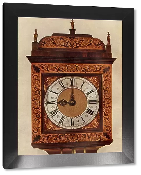 Thirty-Hour Striking Hanging Clock in Inlaid Marqueterie Case, 1947. Creator: Unknown