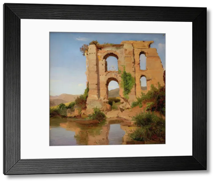 Framed Print : The Ruins of the Aqueduct Aniene Nuovo near Tivoli, Italy, 1842-1847. Creator: Anders Christian Lunde Framed Print : The Ruins of the Aqueduct Aniene Nuovo near Tivoli, Italy, 1842-1847. Creator: Anders Christian Lunde