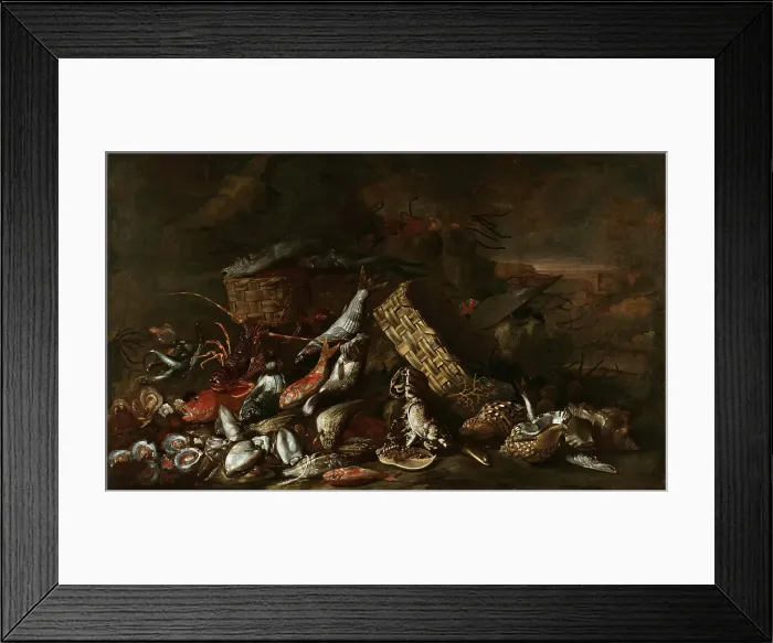 Framed Print : Still Life with Fish, ca 1675. Creator: Ruoppolo, Giovan Battista (1629-1693) Framed Print : Still Life with Fish, ca 1675. Creator: Ruoppolo, Giovan Battista (1629-1693)