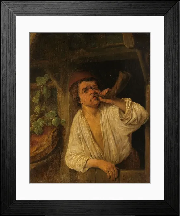 Framed Print : A Baker Sounding his Horn, c.1648. Creator: Adriaen van Ostade Framed Print : A Baker Sounding his Horn, c.1648. Creator: Adriaen van Ostade