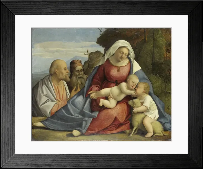 Framed Print : Madonna and Child with the Infant John the Baptist and Saints Peter and Anthony, c.1515. Creator: Unknown Framed Print : Madonna and Child with the Infant John the Baptist and Saints Peter and Anthony, c.1515. Creator: Unknown