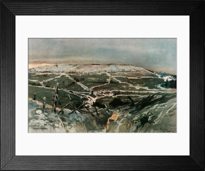 Framed Print : En Argonne; Vauquois, 1915. Creator: Francois Flameng Framed Print : En Argonne; Vauquois, 1915. Creator: Francois Flameng