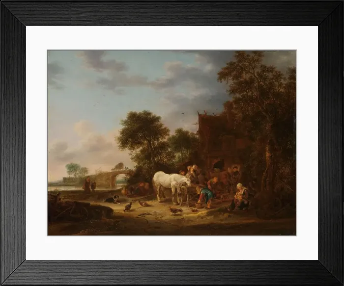 Framed Print : Country inn with a horse at the trough, 1643. Creator: Isaac van Ostade Framed Print : Country inn with a horse at the trough, 1643. Creator: Isaac van Ostade