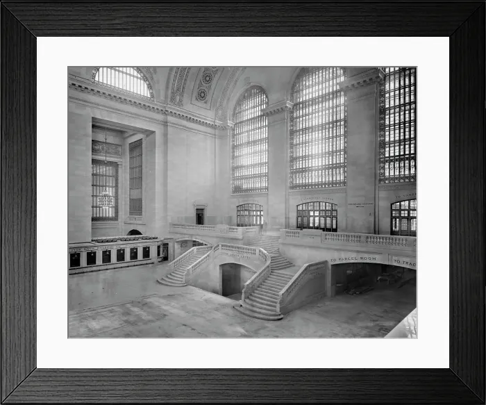 Framed Print : West balcony, main concourse, Grand Central Terminal, N.Y. Central Lines, c.1910-1920. Creator: Unknown Framed Print : West balcony, main concourse, Grand Central Terminal, N.Y. Central Lines, c.1910-1920. Creator: Unknown