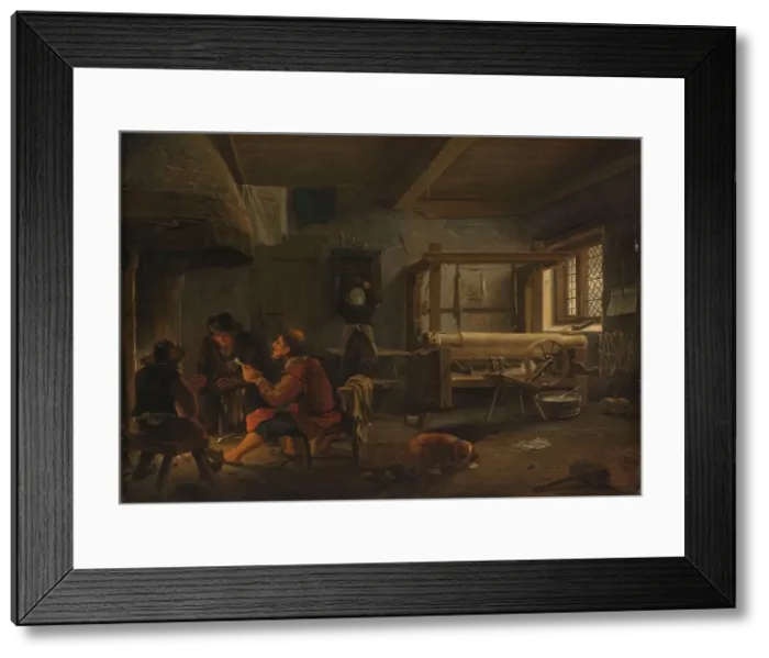 Framed Print : A Weaver's Workshop, 1652. Creator: Johannes Dircksz. van Oudenrogge Framed Print : A Weaver's Workshop, 1652. Creator: Johannes Dircksz. van Oudenrogge