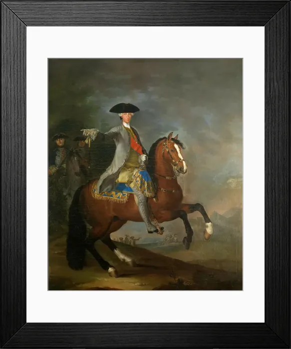 Framed Print : Equestrian Portrait of Charles of Bourbon, Mid of the 18th century. Creator: Liani, Francesco (1712-1780) Framed Print : Equestrian Portrait of Charles of Bourbon, Mid of the 18th century. Creator: Liani, Francesco (1712-1780)