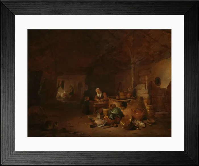 Framed Print : Interior of a barn, 1646. Creator: Egbert van der Poel Framed Print : Interior of a barn, 1646. Creator: Egbert van der Poel