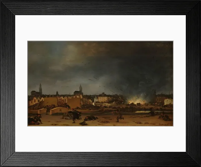 Framed Print : The explosion of the powder magazine in Delft, 12 October 1654, (1654-1660). Creator: Egbert van der Poel Framed Print : The explosion of the powder magazine in Delft, 12 October 1654, (1654-1660). Creator: Egbert van der Poel