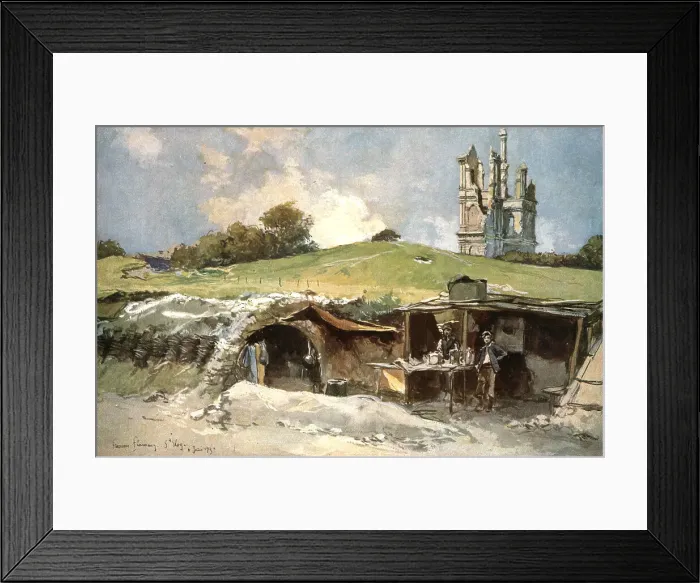 Framed Print : Les Batailles de l'Artois; Poste de secours a Mont-Saint-Eloy, 1915. Creator: Francois Flameng Framed Print : Les Batailles de l'Artois; Poste de secours a Mont-Saint-Eloy, 1915. Creator: Francois Flameng