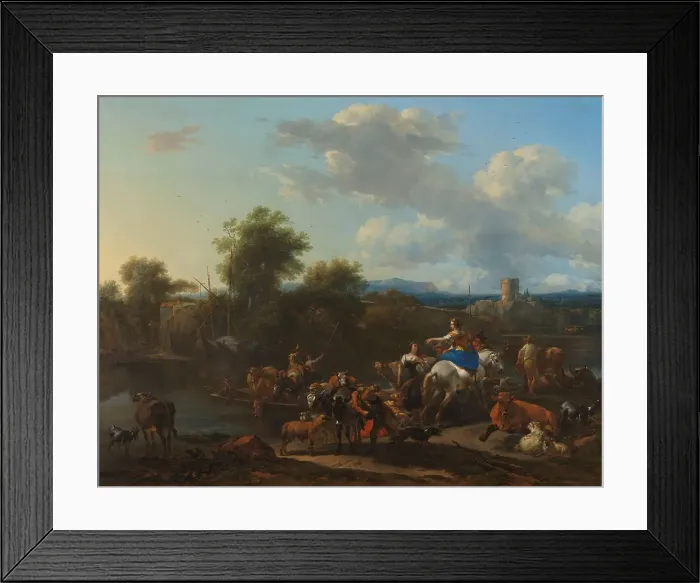 Framed Print : The Cattle Ferry, c.1655. Creator: Nicolaes Berchem Framed Print : The Cattle Ferry, c.1655. Creator: Nicolaes Berchem