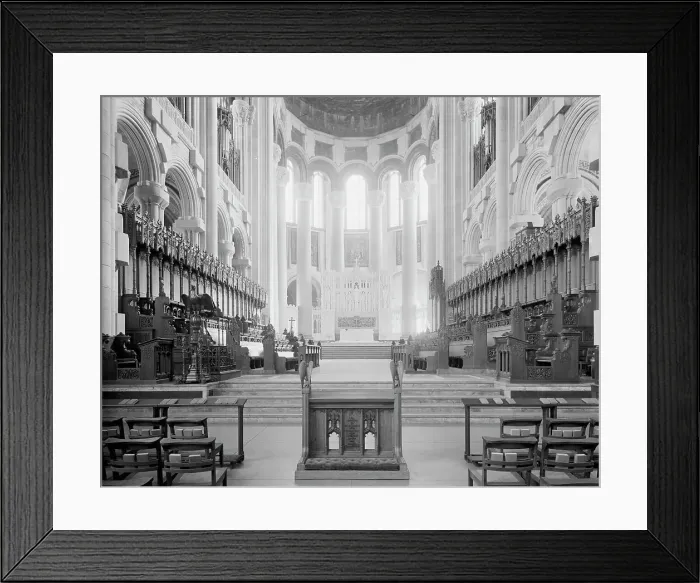 Framed Print : Choir stalls, Cathedral of St. John the Divine, New York, c.between 1910 and 1920. Creator: Unknown Framed Print : Choir stalls, Cathedral of St. John the Divine, New York, c.between 1910 and 1920. Creator: Unknown
