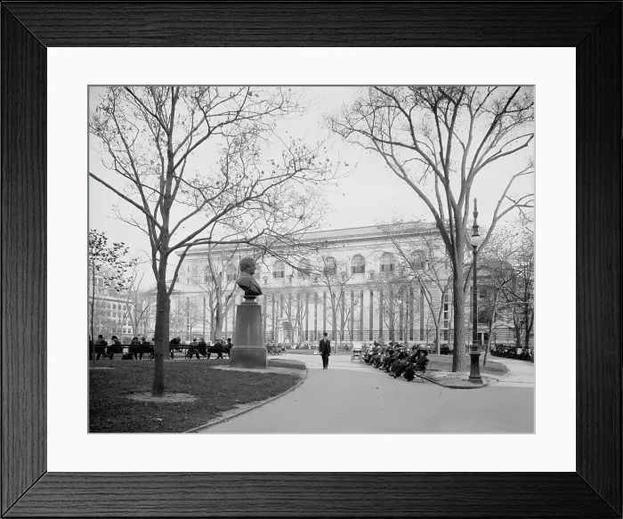 Framed Print : The New York Public Library and Bryant Park, New York, c.between 1910 and 1920. Creator: Unknown Framed Print : The New York Public Library and Bryant Park, New York, c.between 1910 and 1920. Creator: Unknown