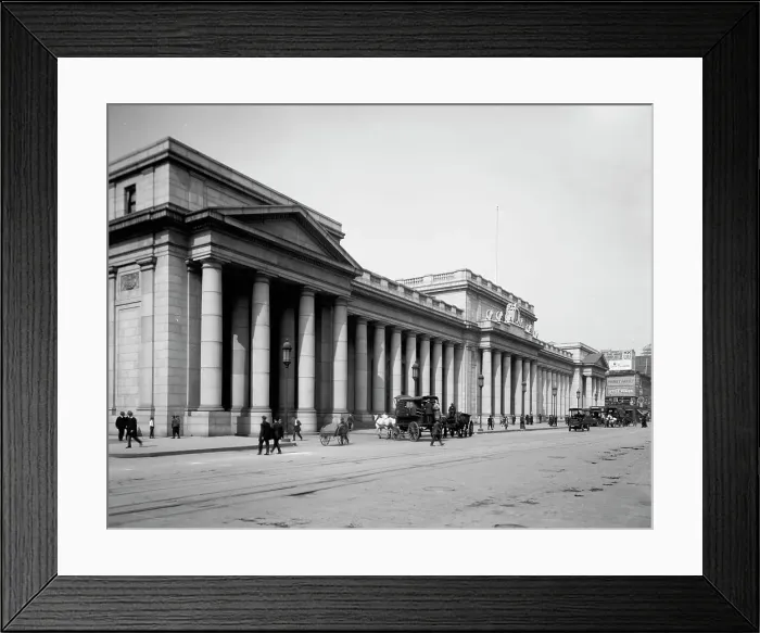 Framed Print : Pennsylvania Station, New York, east facade, c.between 1910 and 1920. Creator: Unknown Framed Print : Pennsylvania Station, New York, east facade, c.between 1910 and 1920. Creator: Unknown