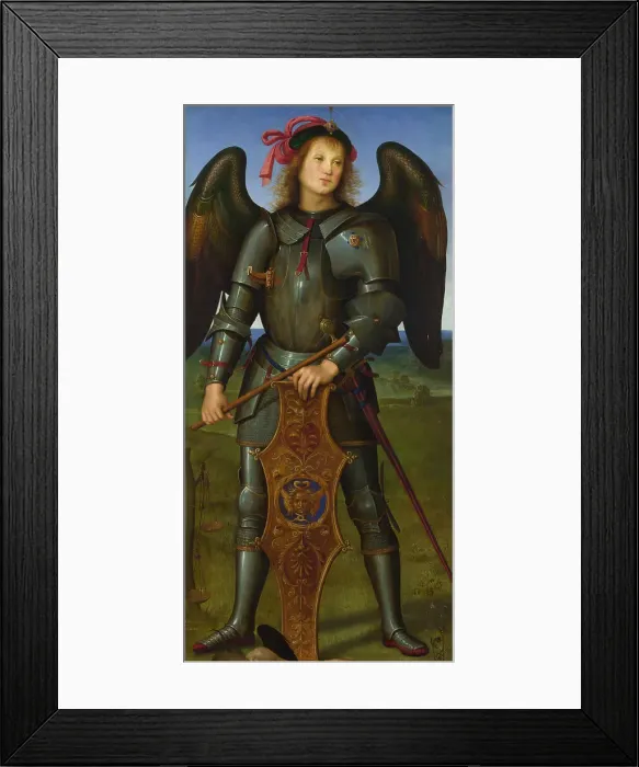 Framed Print : The Archangel Michael (Panel from an Altarpiece, Certosa), c. 1500. Creator: Perugino (ca. 1450-1523) Framed Print : The Archangel Michael (Panel from an Altarpiece, Certosa), c. 1500. Creator: Perugino (ca. 1450-1523)