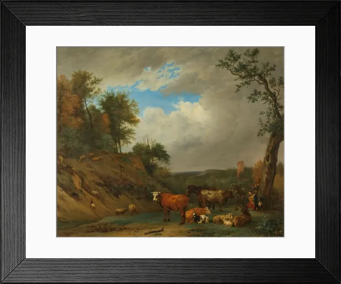 Framed Print : Herdsmen with their cattle, 1651. Creator: Unknown Framed Print : Herdsmen with their cattle, 1651. Creator: Unknown