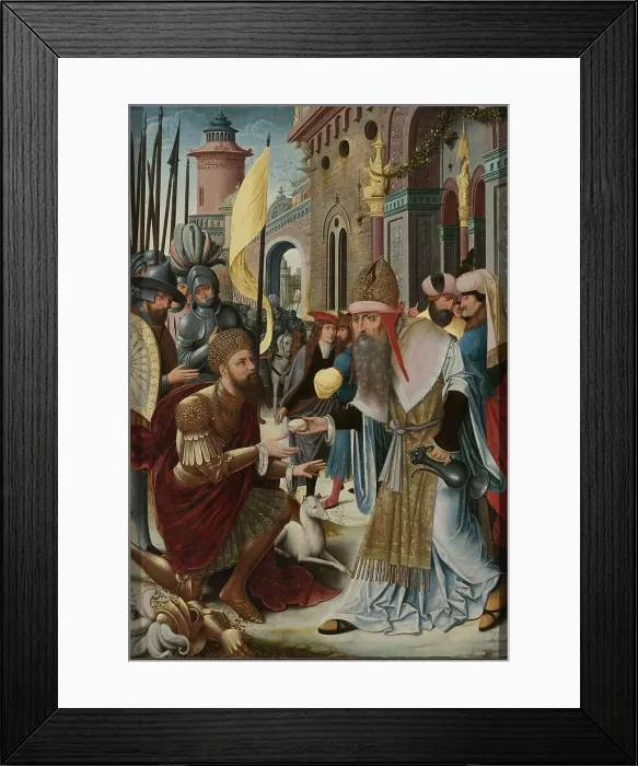 Framed Print : Meeting of Abraham and Melchizedek (inner, left wing of a triptych), c.1510-c.1520. Creator: Unknown Framed Print : Meeting of Abraham and Melchizedek (inner, left wing of a triptych), c.1510-c.1520. Creator: Unknown