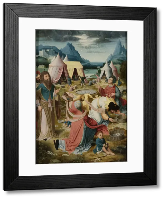 Framed Print : Gathering of Manna (inner, right wing of a triptych), c.1510-c.1520. Creator: Unknown Framed Print : Gathering of Manna (inner, right wing of a triptych), c.1510-c.1520. Creator: Unknown