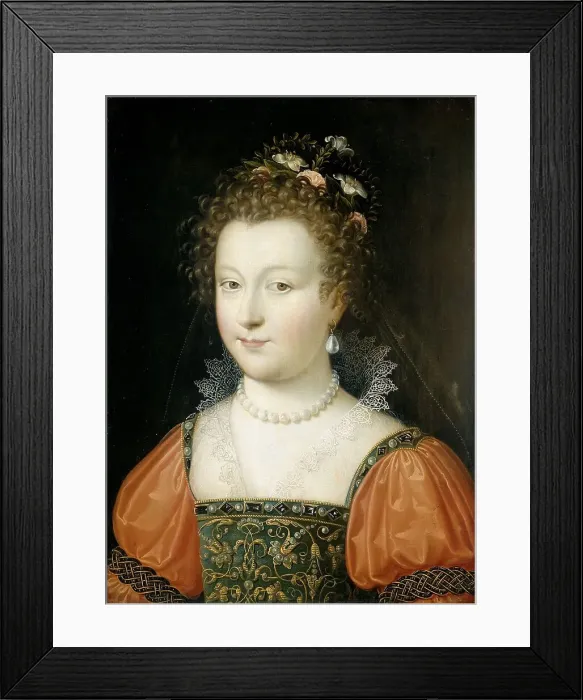Framed Print : Portrait of a Woman (previously identified as Queen Elizabeth I), 1550-1574. Creator: Unknown Framed Print : Portrait of a Woman (previously identified as Queen Elizabeth I), 1550-1574. Creator: Unknown