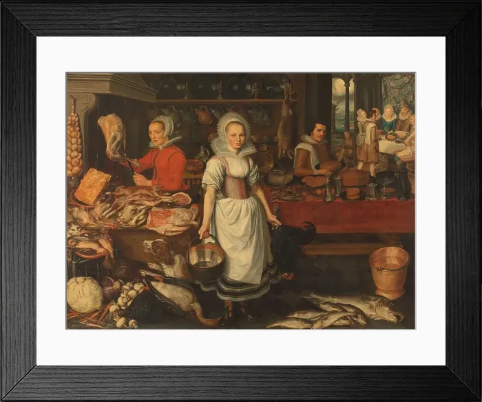 Framed Print : Kitchen Scene with the Parable of the Rich Man and Poor Lazarus, 1610-1620. Creator: Pieter Cornelisz. van Rijck Framed Print : Kitchen Scene with the Parable of the Rich Man and Poor Lazarus, 1610-1620. Creator: Pieter Cornelisz. van Rijck