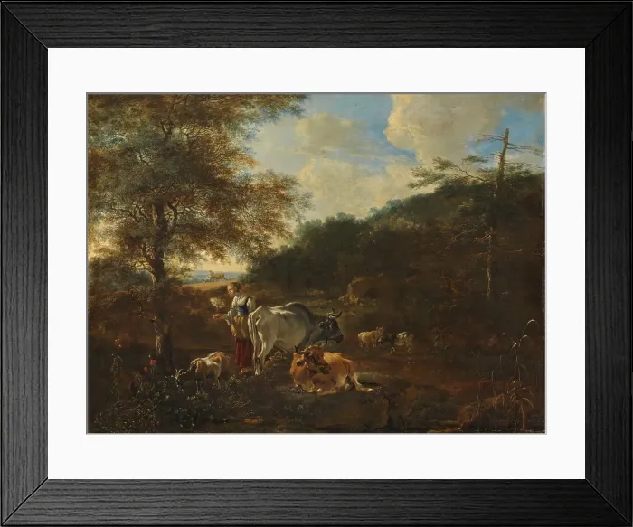 Framed Print : Landscape with cattle, 1649-1653. Creator: Adam Pynacker Framed Print : Landscape with cattle, 1649-1653. Creator: Adam Pynacker
