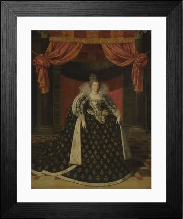 Framed Print : Portrait of Marie de Médicis (1575-1642), Queen of France, in Robes of State, c.1610. Creator: Frans Pourbus the Younger Framed Print : Portrait of Marie de Médicis (1575-1642), Queen of France, in Robes of State, c.1610. Creator: Frans Pourbus the Younger