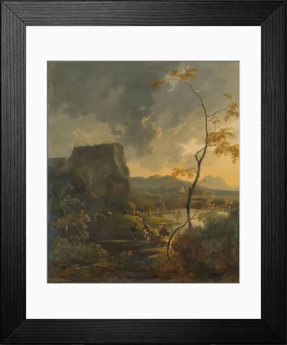 Framed Print : Italian Landscape with Ancient Tempietto, c.1649-c.1673. Creator: Adam Pynacker Framed Print : Italian Landscape with Ancient Tempietto, c.1649-c.1673. Creator: Adam Pynacker