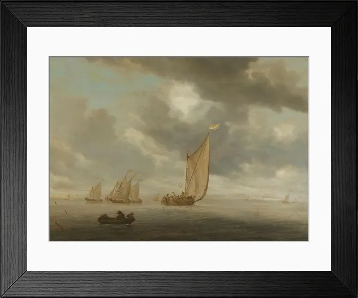 Framed Print : Sailing vessels on a inland body of water, 1630-1670. Creator: Salomon Ruysdael Framed Print : Sailing vessels on a inland body of water, 1630-1670. Creator: Salomon Ruysdael