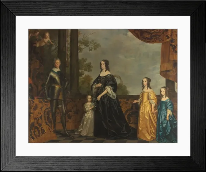 Framed Print : Frederick Henry, his Consort Amalia of Solms, and their Three Youngest Daughters, c.1647. Creator: Gerrit van Honthorst Framed Print : Frederick Henry, his Consort Amalia of Solms, and their Three Youngest Daughters, c.1647. Creator: Gerrit van Honthorst