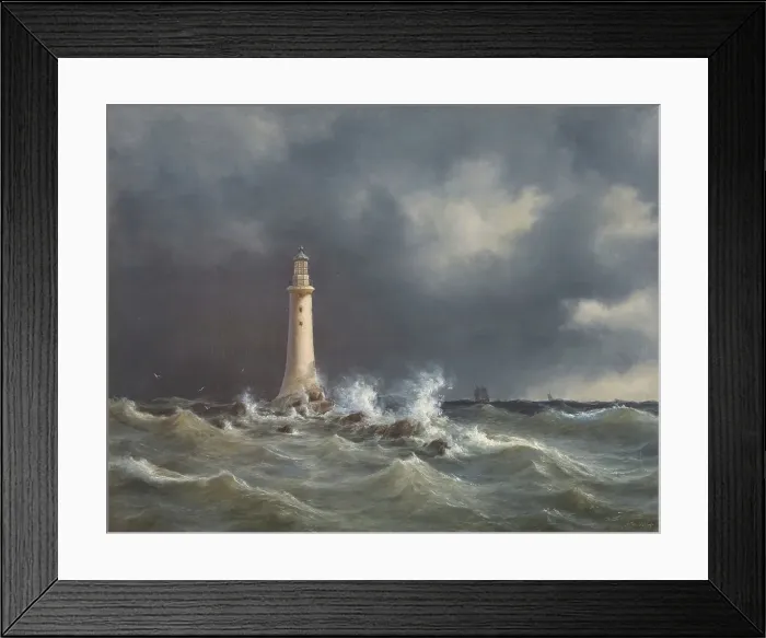 Framed Print : Eddystone Lighthouse, 1846. Creator: Anton Melbye Framed Print : Eddystone Lighthouse, 1846. Creator: Anton Melbye