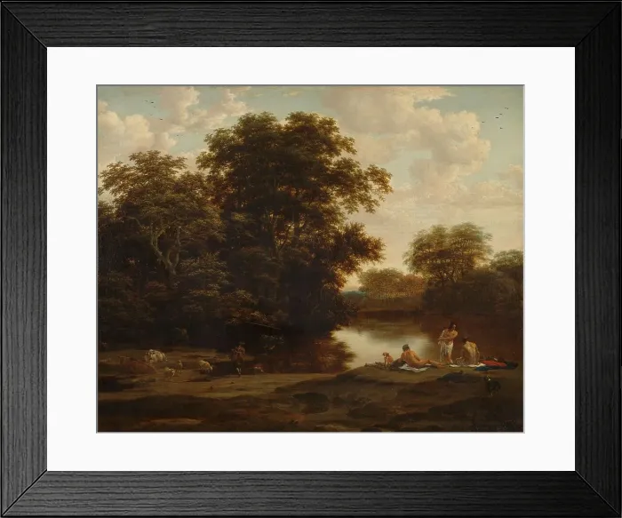 Framed Print : Landscape with Bathers, c.1660. Creator: Joris van der Haagen Framed Print : Landscape with Bathers, c.1660. Creator: Joris van der Haagen