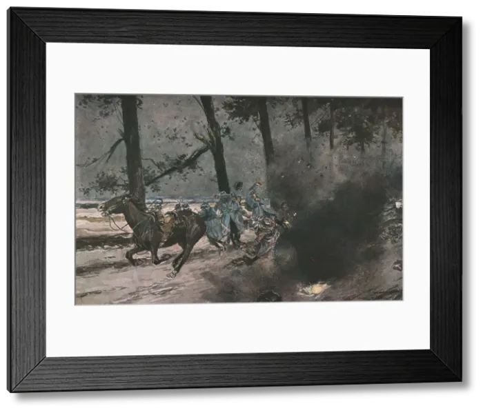 Framed Print : La bataille de Champagne; Sur la route de Souain a Somme-Py: un marmite, 1915 (1924). Creator: Unknown Framed Print : La bataille de Champagne; Sur la route de Souain a Somme-Py: un marmite, 1915 (1924). Creator: Unknown