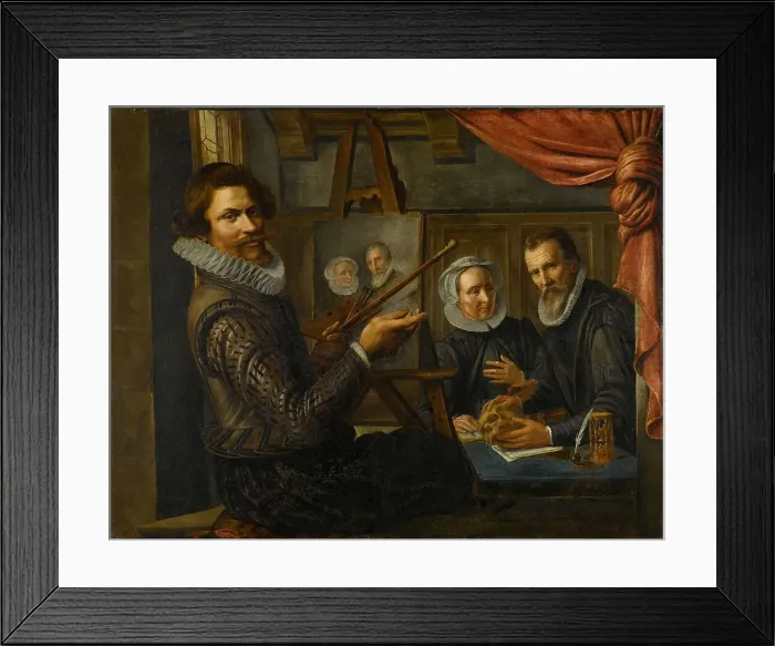 Framed Print : The Painter in his Studio Painting the Portrait of a Married Couple, 1612. Creator: Herman von Vollenhove Framed Print : The Painter in his Studio Painting the Portrait of a Married Couple, 1612. Creator: Herman von Vollenhove