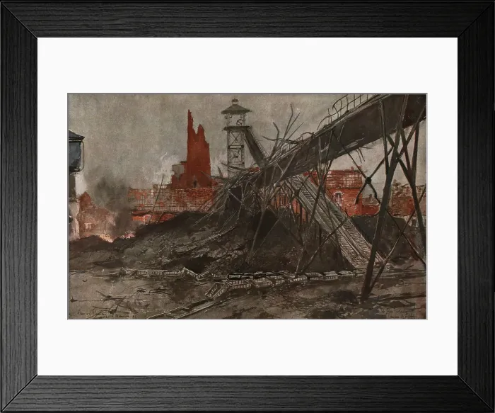 Framed Print : Offensive en Artois; En Artois (1915), Mines de Lievin: la fosse Calonne, 1915 (1924). Creator: Francois Flameng Framed Print : Offensive en Artois; En Artois (1915), Mines de Lievin: la fosse Calonne, 1915 (1924). Creator: Francois Flameng
