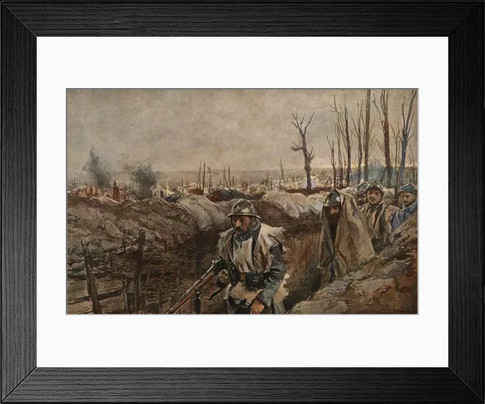 Framed Print : Tranchee dans le village de Souchez, 1915 (1924). Creator: Francois Flameng Framed Print : Tranchee dans le village de Souchez, 1915 (1924). Creator: Francois Flameng