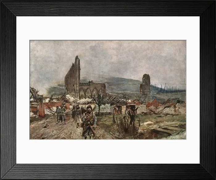Framed Print : L'Eglise d'Ablain-Saint-Nazaire, 1915 (1924). Creator: Francois Flameng Framed Print : L'Eglise d'Ablain-Saint-Nazaire, 1915 (1924). Creator: Francois Flameng