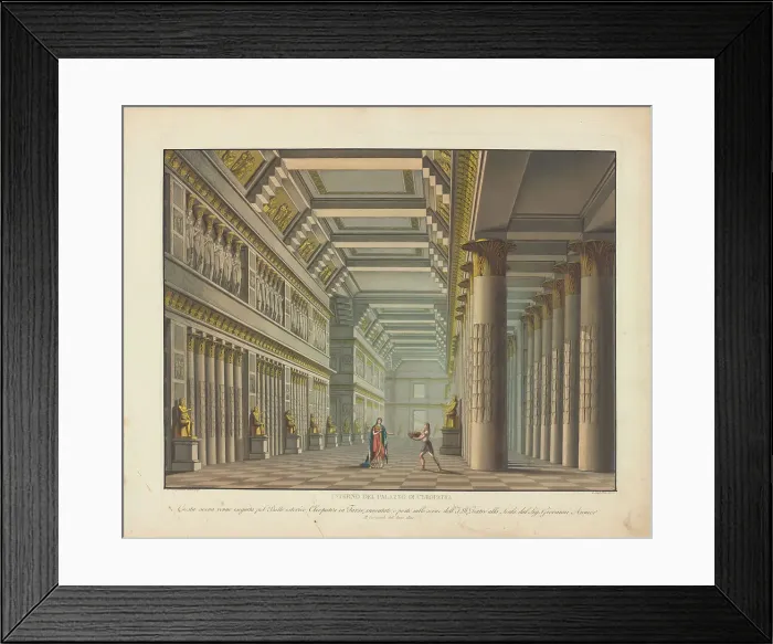 Framed Print : Set design for the ballet Cleopatra in Tarso by Jean-Pierre Aumer, at Teatro alla Scala, 1821, 182 Creator: Sanquirico, Alessandro (1777-1849). Set design for the ballet Cleopatra in Tarso by Jean-Pierre Aumer, at Teatro alla Scala Framed Print : Set design for the ballet Cleopatra in Tarso by Jean-Pierre Aumer, at Teatro alla Scala, 1821, 182 Creator: Sanquirico, Alessandro (1777-1849). Set design for the ballet Cleopatra in Tarso by Jean-Pierre Aumer, at Teatro alla Scala