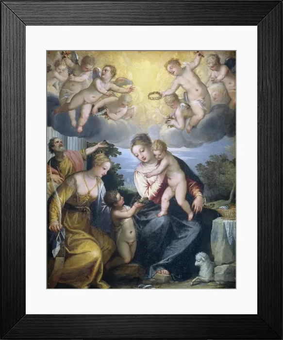 Framed Print : Virgin and Child with young John the Baptist and Saint Catherine, 1604. Creator: Johannes Rottenhammer the elder Framed Print : Virgin and Child with young John the Baptist and Saint Catherine, 1604. Creator: Johannes Rottenhammer the elder