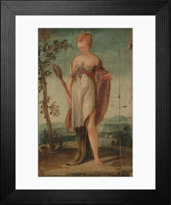 Framed Print : Woman with Mirror, 1540-1570. Creator: Circle of Lambert Sustris Framed Print : Woman with Mirror, 1540-1570. Creator: Circle of Lambert Sustris