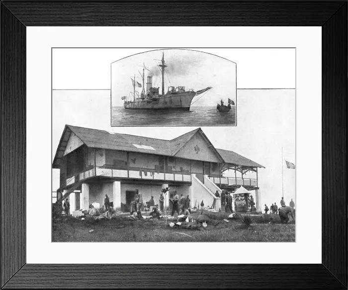 Framed Print : En Asie, En Afrique, Au Congo; Le batiment administratif du poste Coco-Beach... 1914 (1924) Creator: Unknown Framed Print : En Asie, En Afrique, Au Congo; Le batiment administratif du poste Coco-Beach... 1914 (1924) Creator: Unknown