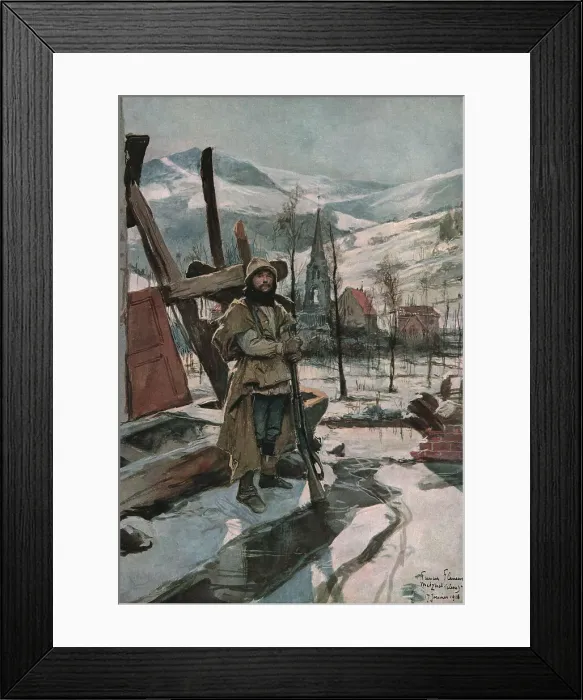 Framed Print : En Alsace; A Metzeral (janvier 1916), 1916 (1924) Creator: Francois Flameng Framed Print : En Alsace; A Metzeral (janvier 1916), 1916 (1924) Creator: Francois Flameng