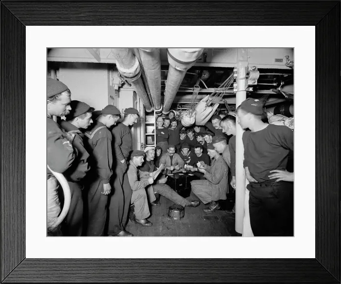 Framed Print : U.S.S. Brooklyn, a little game, between 1896 and 1899. Creator: Unknown Framed Print : U.S.S. Brooklyn, a little game, between 1896 and 1899. Creator: Unknown
