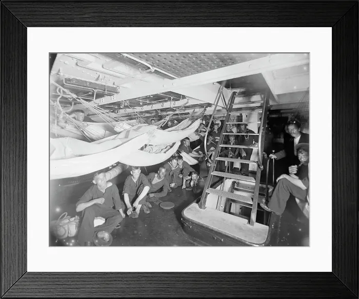 Framed Print : U.S.S. Brooklyn, watch below, between 1896 and 1899. Creator: Unknown Framed Print : U.S.S. Brooklyn, watch below, between 1896 and 1899. Creator: Unknown