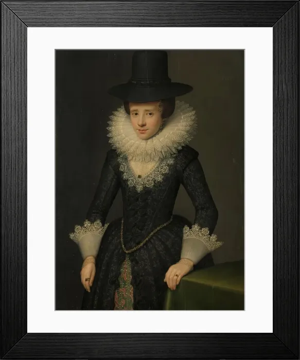 Framed Print : Portrait of Anna Boudaen Courten (1599-1622), 1619. Creator: Salomon Mesdach Framed Print : Portrait of Anna Boudaen Courten (1599-1622), 1619. Creator: Salomon Mesdach