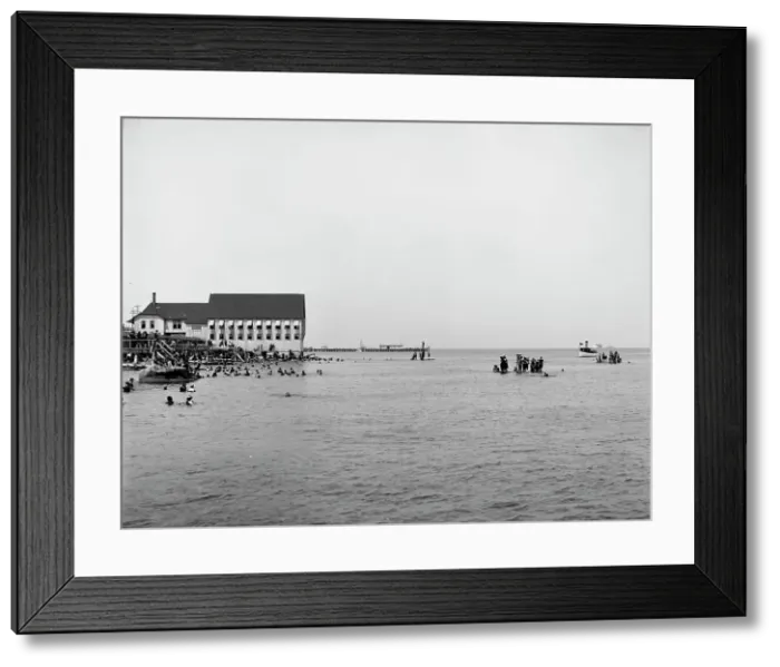 Framed Print : Bathers at Cottage City, Martha's Vineyard, between 1900 and 1906. Creator: Unknown Framed Print : Bathers at Cottage City, Martha's Vineyard, between 1900 and 1906. Creator: Unknown